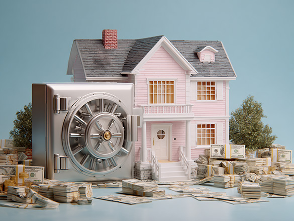 house with a safe representing an escrow deposit